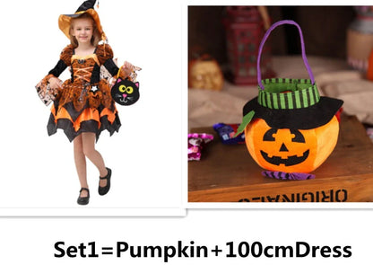 A children's Halloween costume in the form of a princess dress, featuring a stylish and fashionable design made with soft, gentle materials.