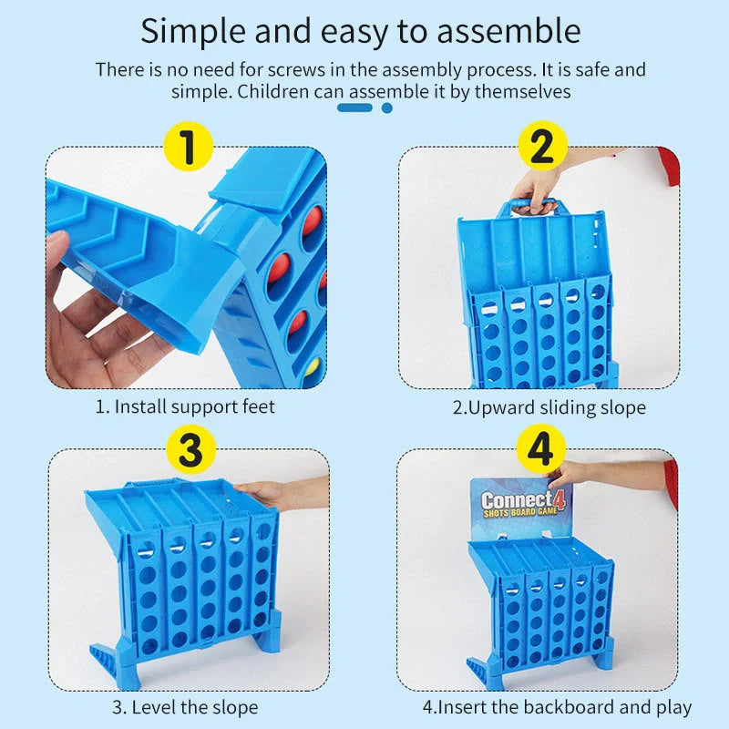 Connect 4 Shots Bouncing Ball Game for parent-child interaction, blue color