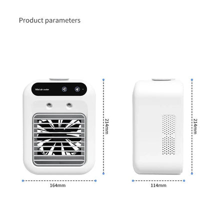Portable USB-powered air cooler with humidifying function, ideal for home, office, and car use