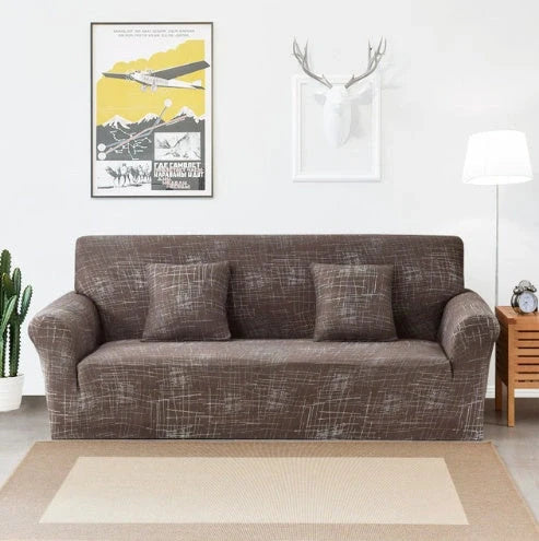Elastic sofa cover in navy blue with high-density fabric protection