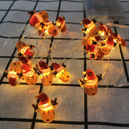 Festive LED string lights with Santa Claus and snowflakes for holiday decor