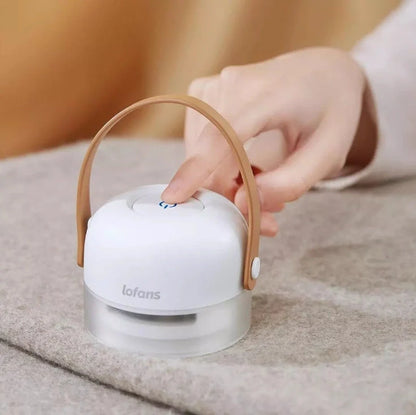Rechargeable Hairball Removal Shaving Machine in white, compact and efficient for fabric care