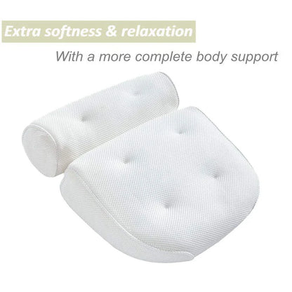 Luxury therapeutic bath pillow with 3D mesh, orthopaedic support, and powerful suction cups for ultimate relaxation and comfort