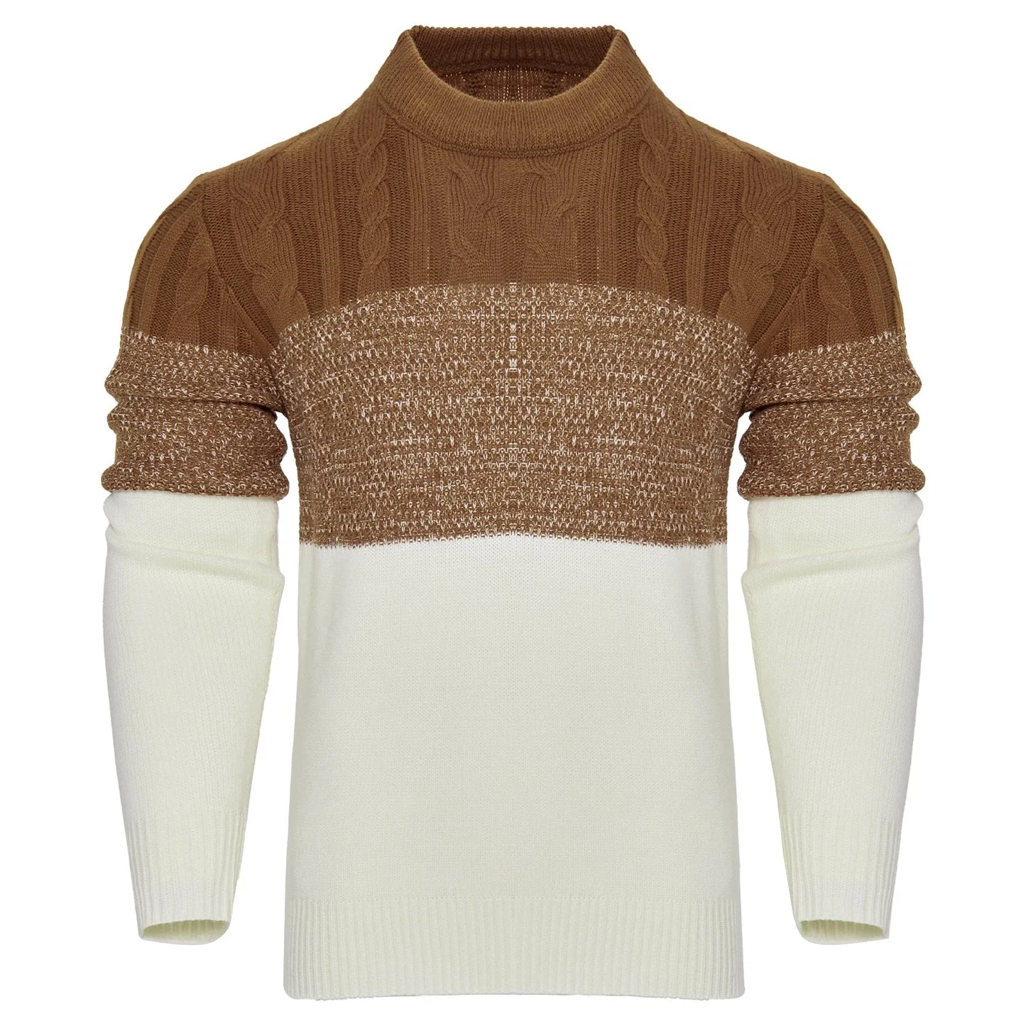 Men's Casual Cable Knit Colour Block Sweater in various colors and sizes