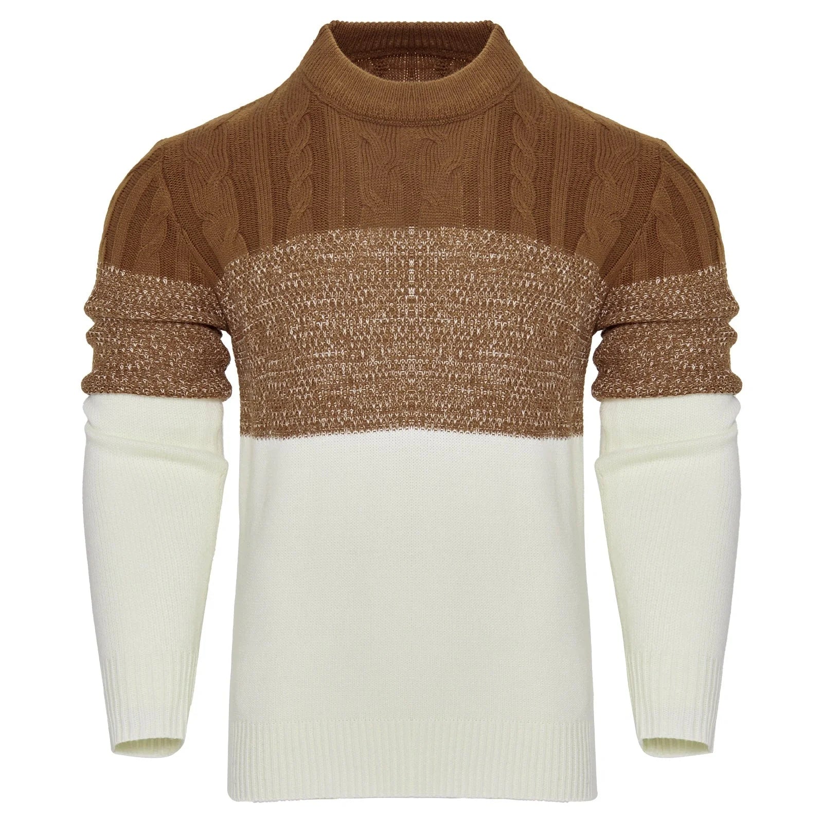 Men's Casual Cable Knit Colour Block Sweater in various colors and sizes