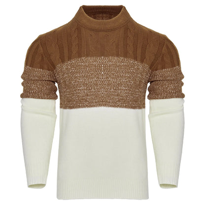 Men's Casual Cable Knit Colour Block Sweater in various colors and sizes
