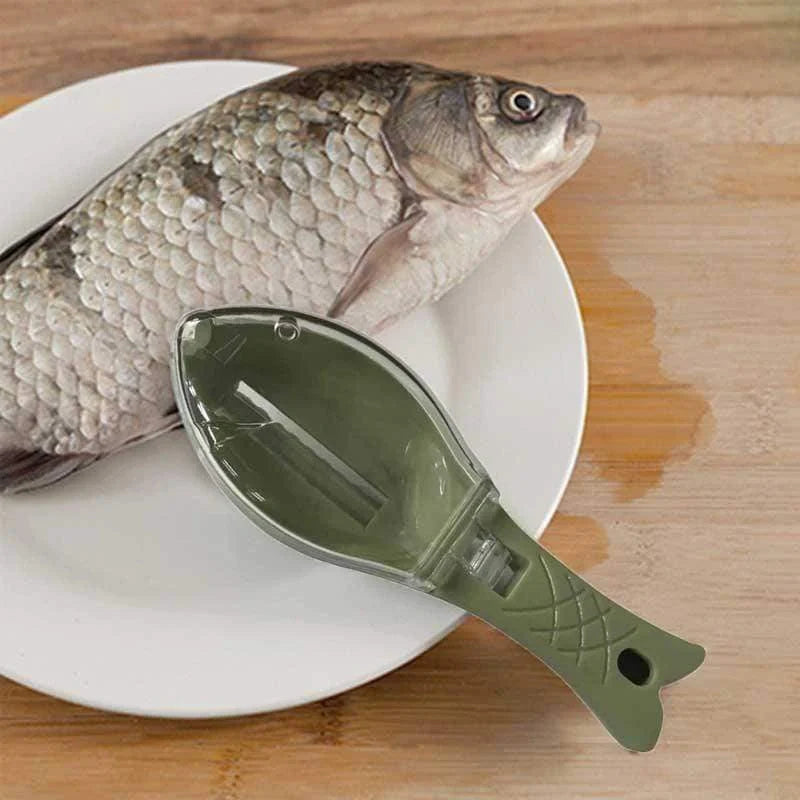 Fish Scale Scraper with cover design for mess-free descaling