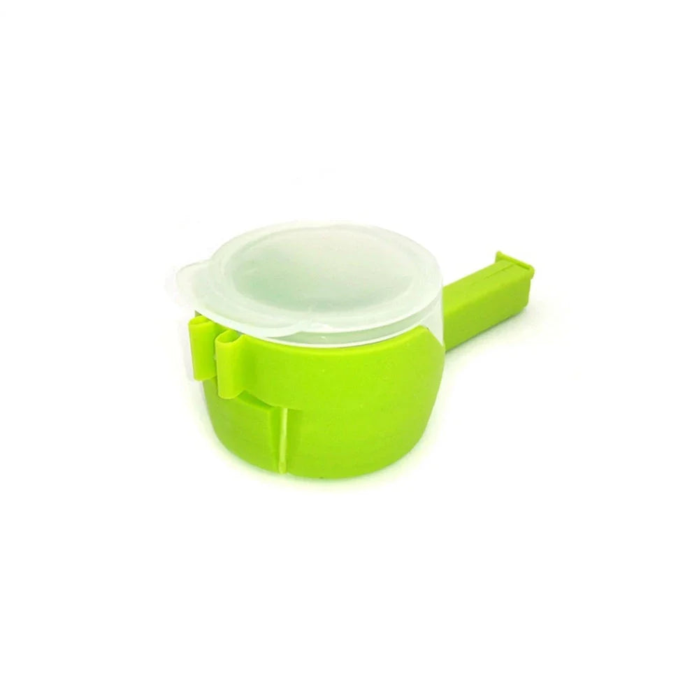 Premium food preservation clip with airtight seal and wide pouring spout to keep snacks fresh