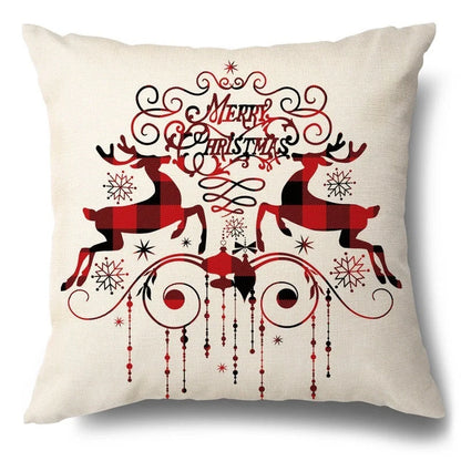 Christmas Hugging Pillowcase Flax Elk Design Sofa Cushion Cover with festive pattern