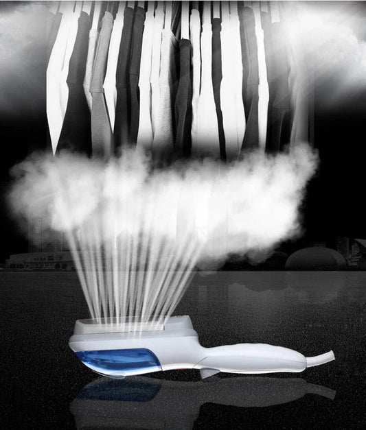 Portable mini steam iron with garment steamer for on-the-go wrinkle removal and dry cleaning