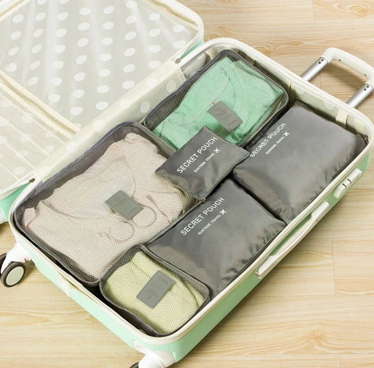 Premium waterproof nylon travel organizer set with mesh panels for easy visibility and organization