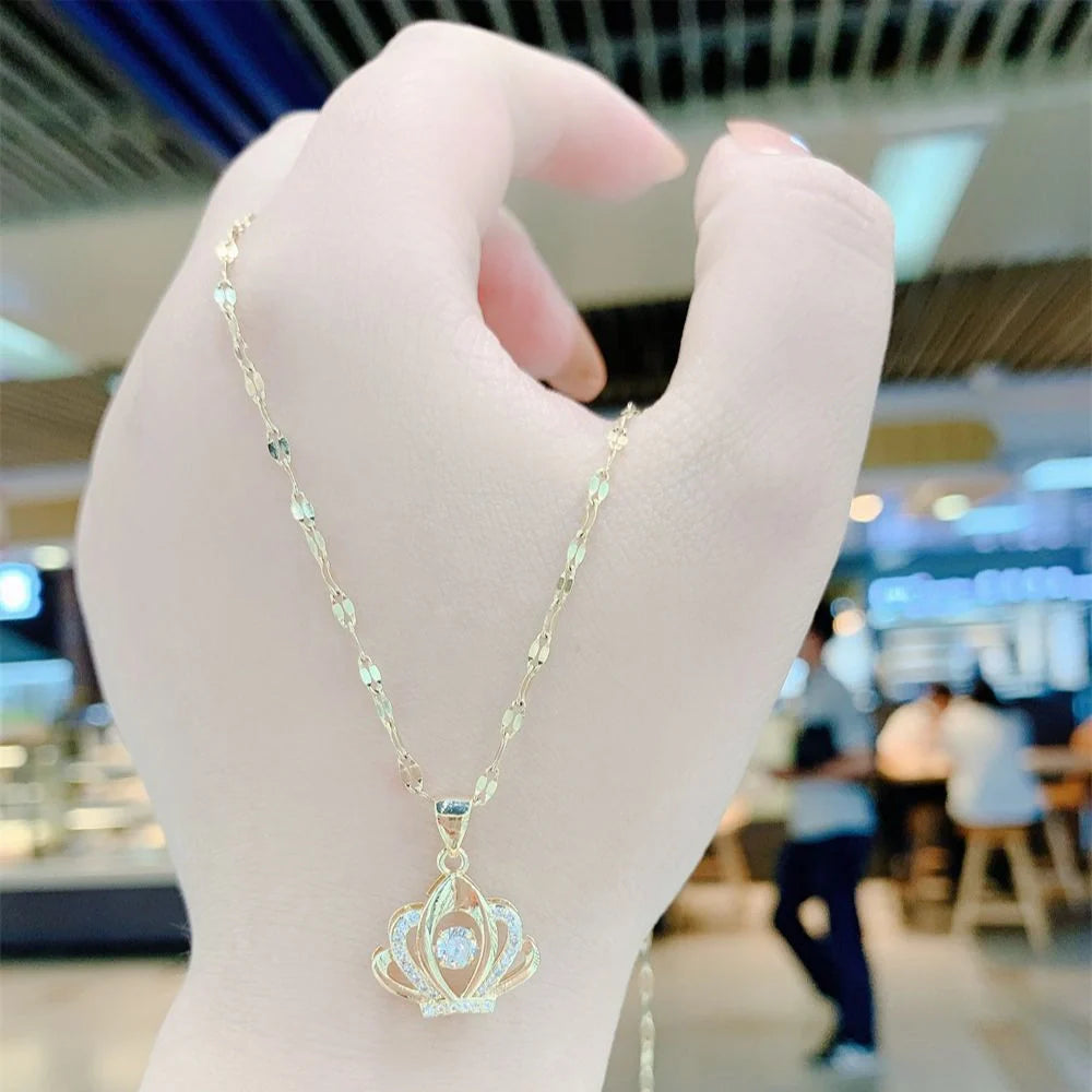 Valentine's Day titanium steel perfume bottle pendant necklace with zircon detail