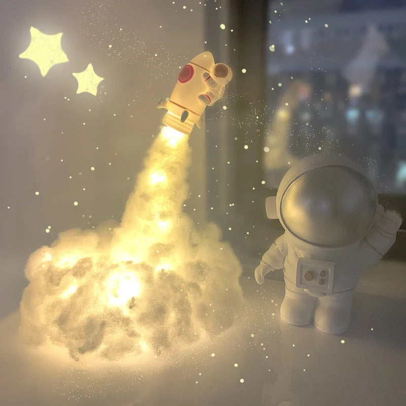 DIY LED Night Light USB Table Lamp with small rocket model