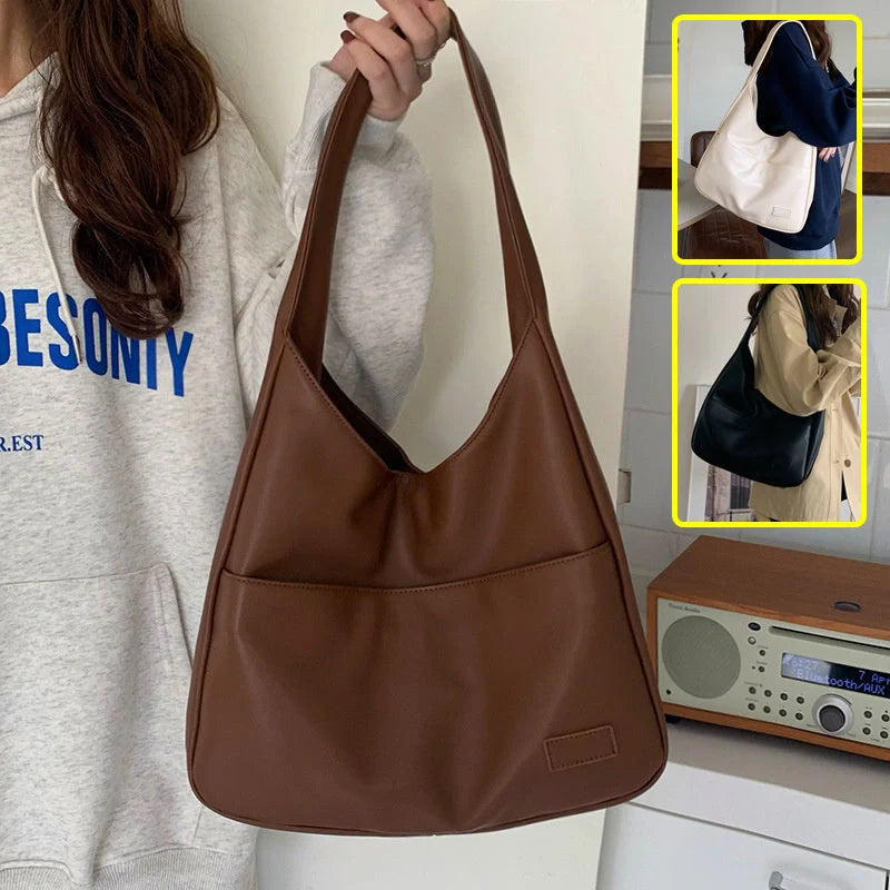 Spacious Women's Tote Bag in Brown, Black, and White Colours with Comfortable Shoulder Straps