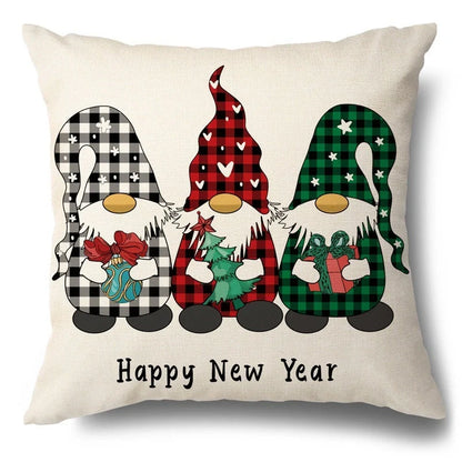 Christmas Hugging Pillowcase Flax Elk Design Sofa Cushion Cover with festive pattern