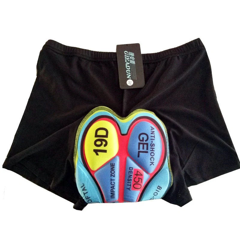 Cycling shorts with 3D gel padding in green, sizes S to XXXL