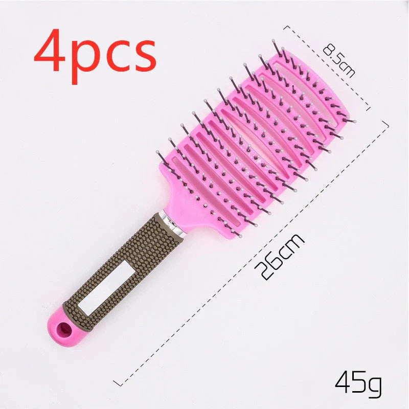 A premium hair brush with a sleek design, featuring soft bristles and a rounded massage function for healthy, detangled hair