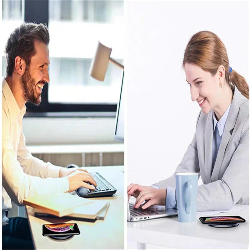 Qi wireless charger for phones and headphones with fast charging up to 15W