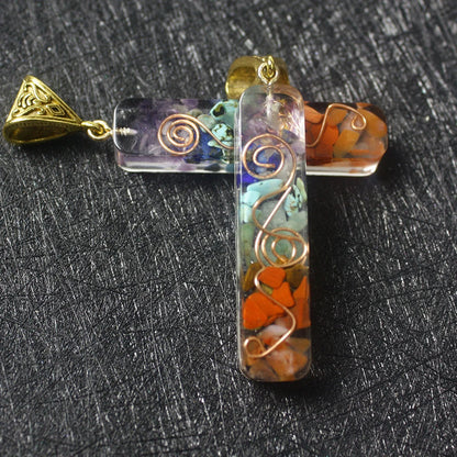 A stunning chakra crystal pendant with natural patterns and organic imperfections, showcasing the beauty of nature.