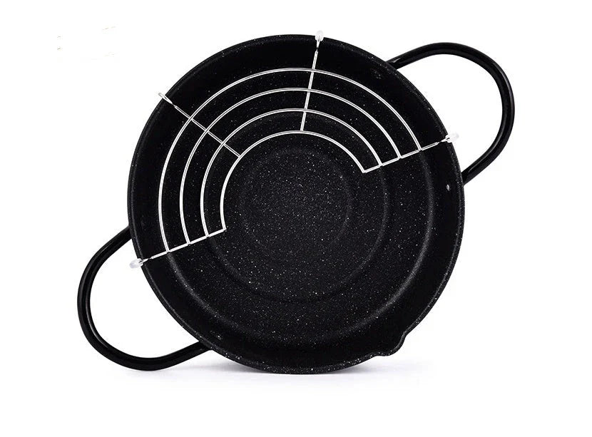 Premium iron oil-saving fryer with non-stick coating for hassle-free home cooking