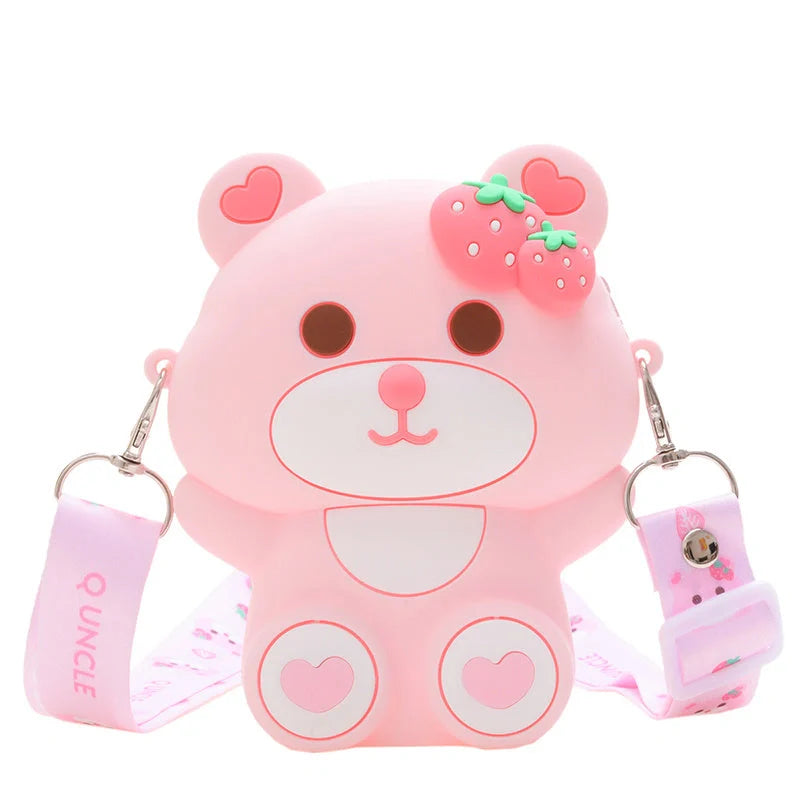 Kids' adorable strawberry bear shoulder bag for daily use