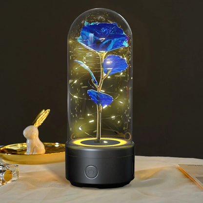 Elegant LED rose light with Bluetooth speaker in glass cover