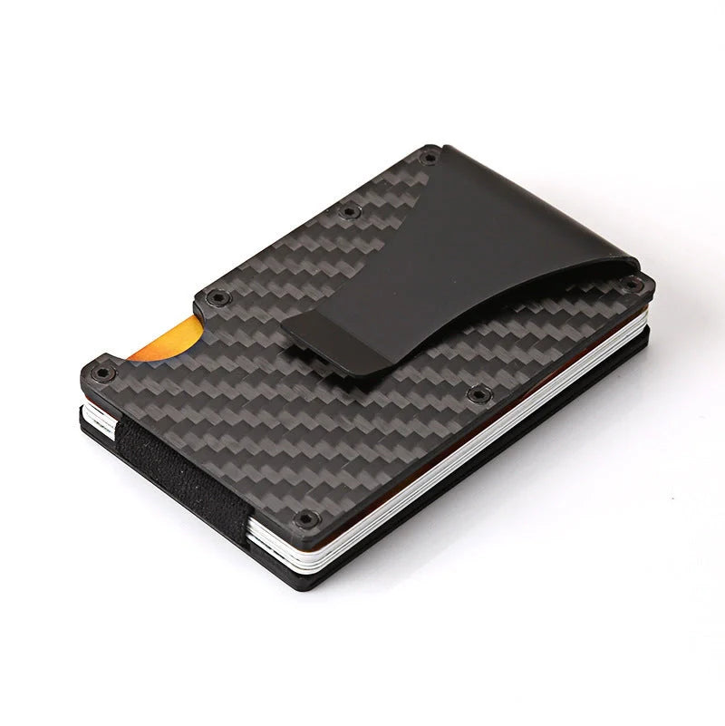 Sleek aluminium alloy card wallet with a minimalist, modern design and secure storage for up to 12 cards