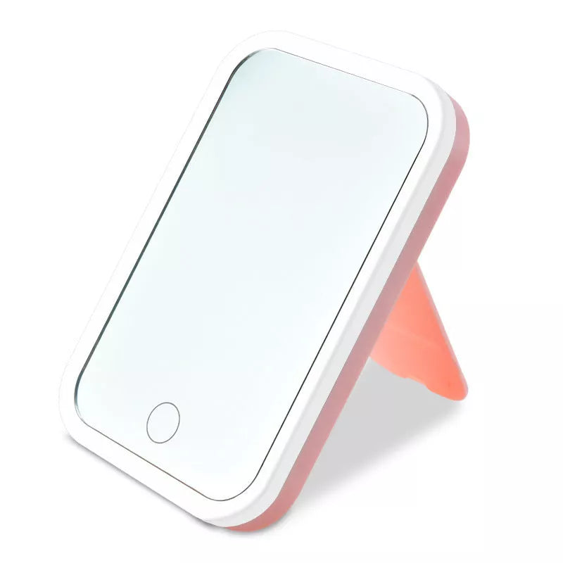 Square LED Makeup Mirror with smart touch in pink or white