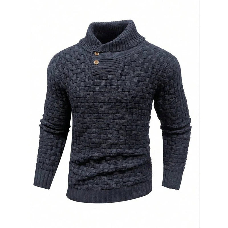 Men's slim button turtleneck sweater in various colours for stylish winter wear