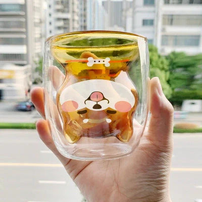 3D double-layer panda cup with skull design and festive inner Christmas tree