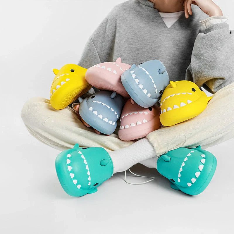 Cartoon shark EVA slippers with waterproof soft bottom in various colours