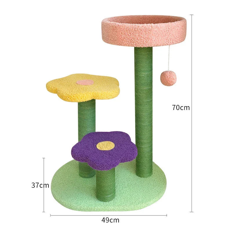 Premium Feline Furniture Cat Tower with Sisal Scratching Post, Sturdy Wooden Frame, and Plush Lambswool Cushions