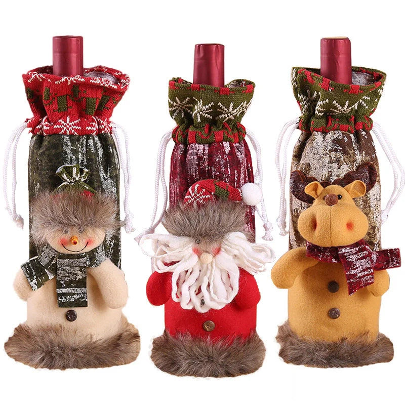 Festive Christmas wine bottle socks in vibrant colours, 14cm x 31cm