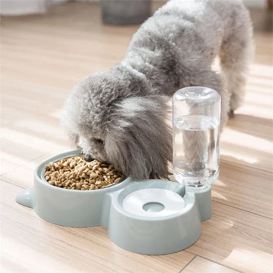 Ball type automatic water refill dog bowl in vintage blue, smoke gray, and ancient pink