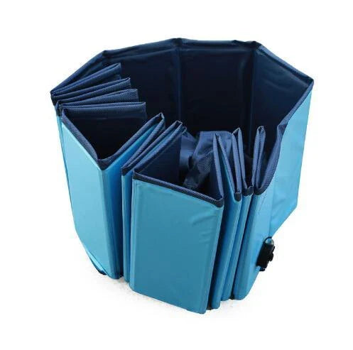 Durable foldable dog swimming pool made of sturdy PVC and plastic, featuring a non-slip bottom for safe play and bathing.