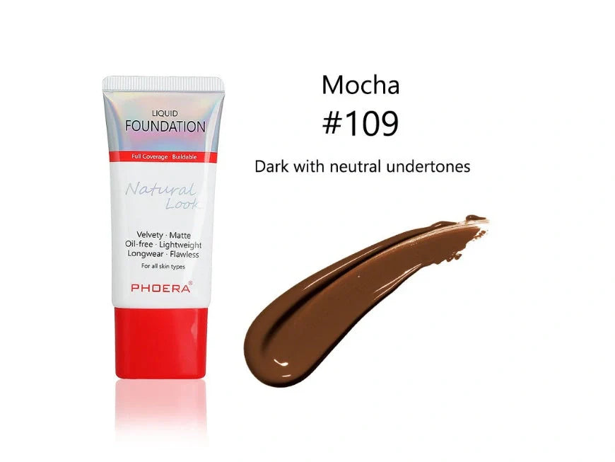 Matte Silky Tube Liquid Foundation in various shades for a flawless finish