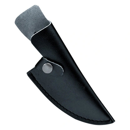 Forged stainless steel boning knife with ergonomic handle and leather sheath