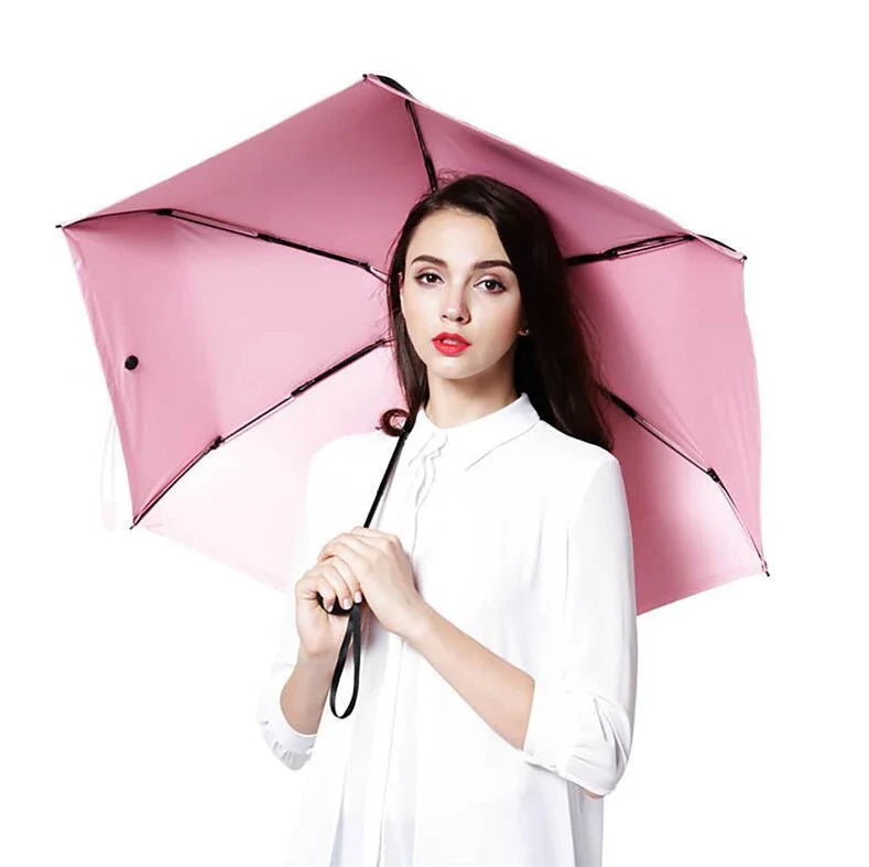 Compact folding umbrella in multiple colours, offering sun protection and windproof design for all-weather use in the UK