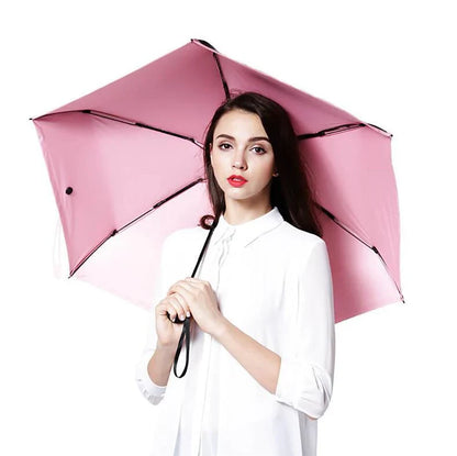 Compact folding umbrella in multiple colours, offering sun protection and windproof design for all-weather use in the UK