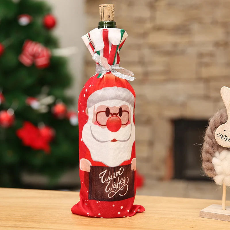 Festive Christmas wine bottle socks in vibrant colours, 14cm x 31cm