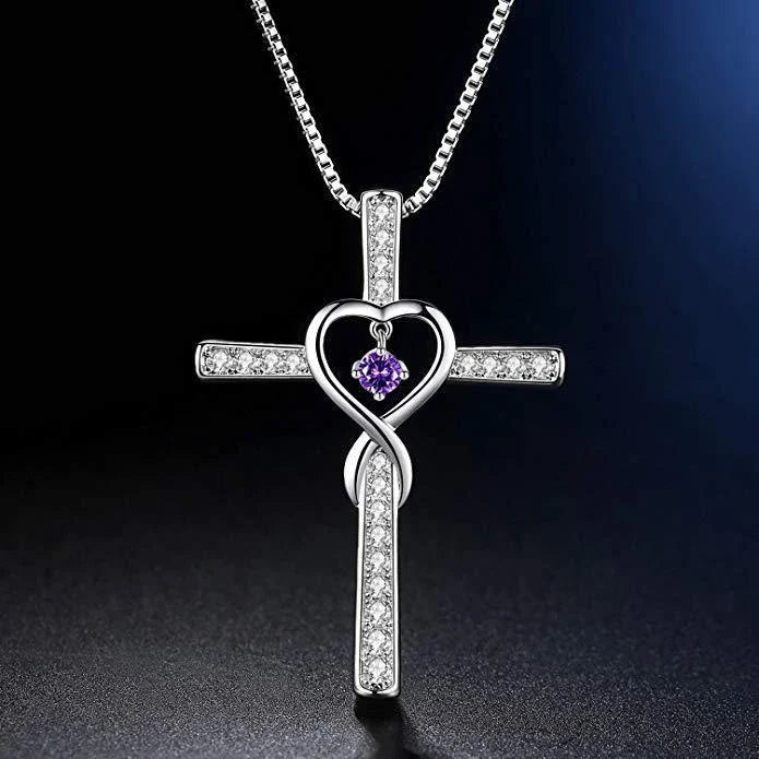 Elegant gold-plated Christian cross necklace with sparkling zircon and diamond gemstones