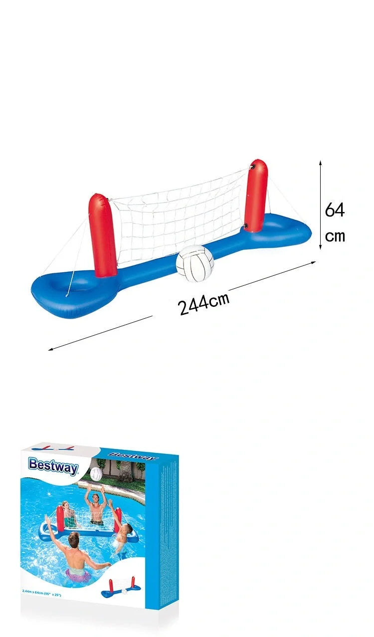 Giant inflatable pool toy for volleyball and football games in blue