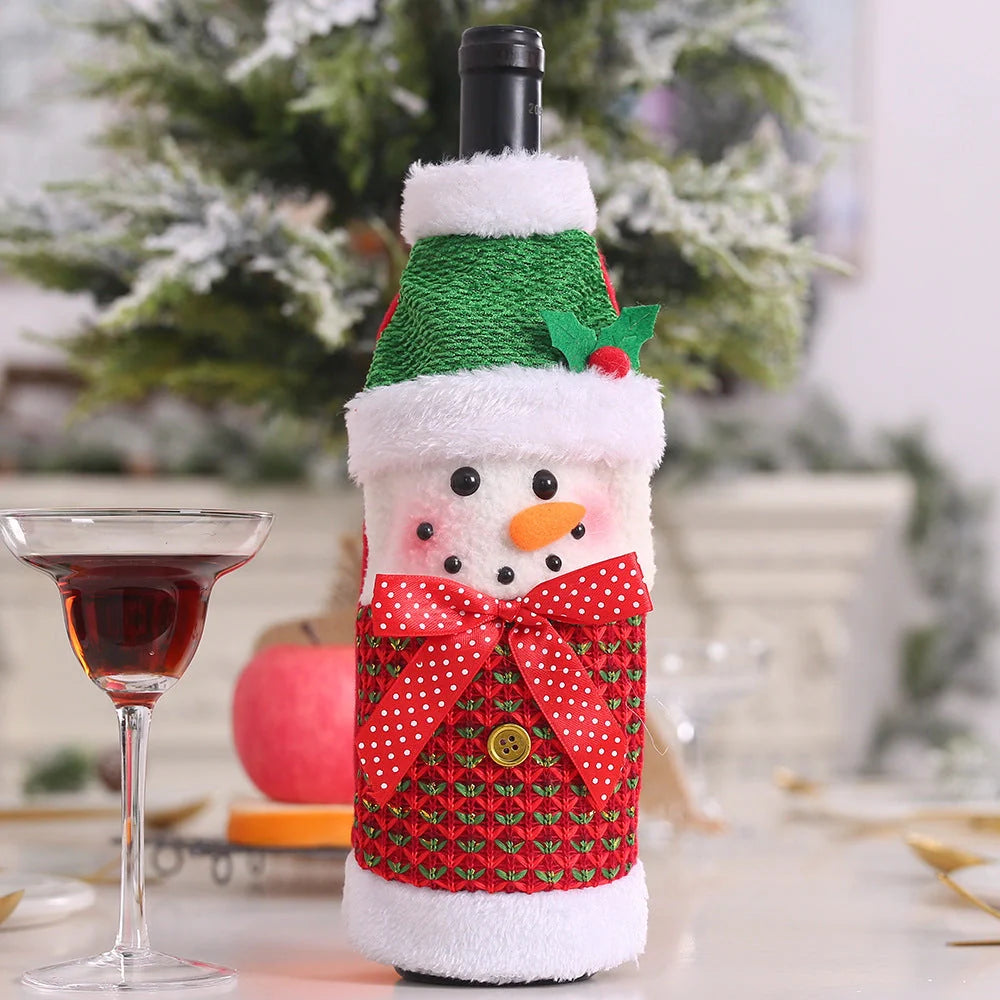Festive Christmas wine bottle socks in vibrant colours, 14cm x 31cm