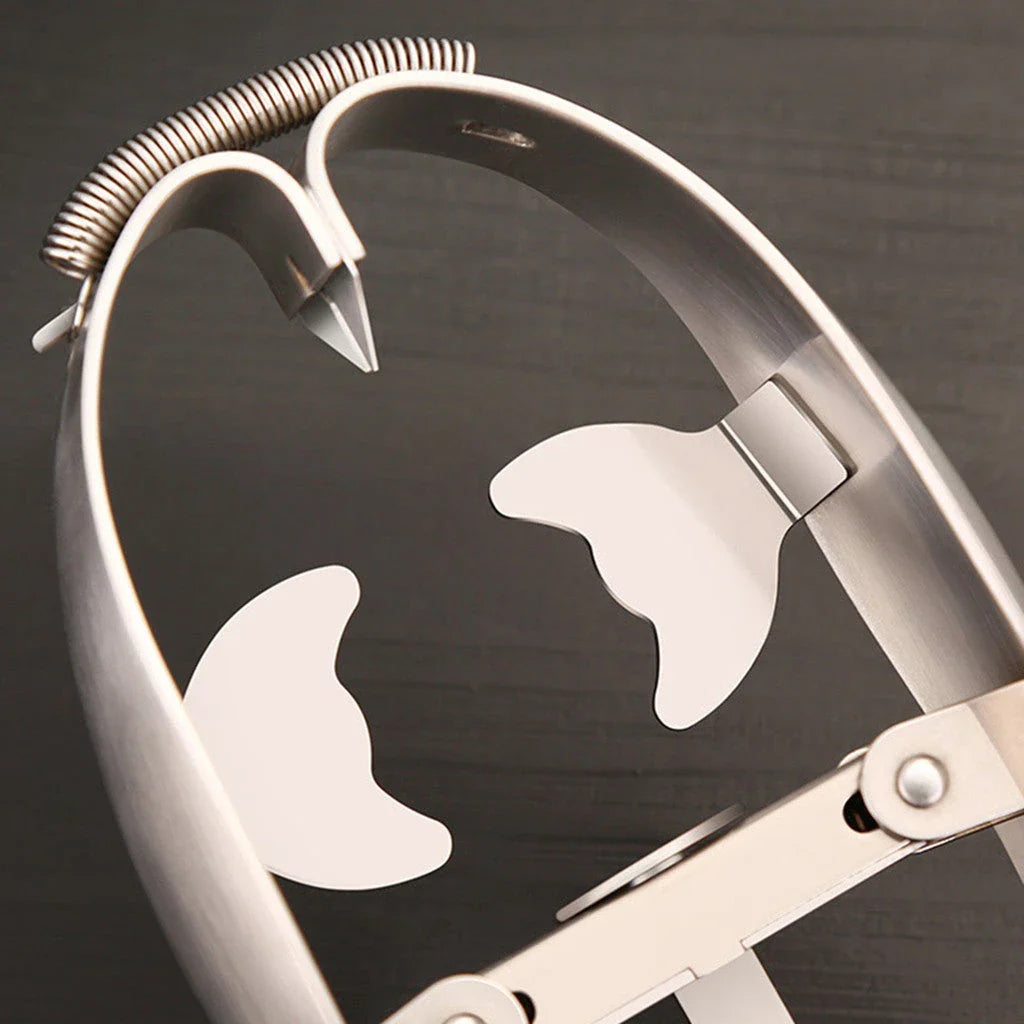 Premium stainless steel egg opener with razor-sharp blades for effortless, mess-free egg cracking
