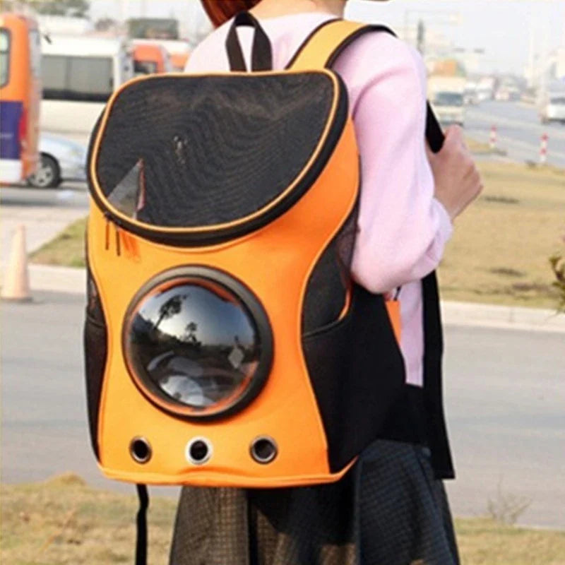 Stylish and spacious astronaut-inspired pet carrier backpack for taking cats and dogs on the go in the UK