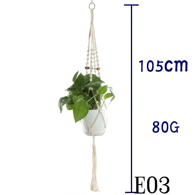 Stylish hanging cotton rope plant holder for indoor and outdoor decoration
