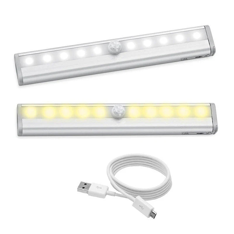 Sleek motion-activated LED cabinet light with infrared sensor for hands-free, energy-efficient illumination
