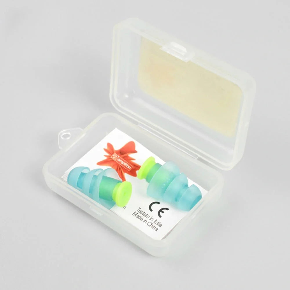 Premium silicone travel earplugs in light blue for noise reduction