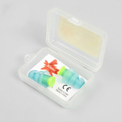 Premium silicone travel earplugs in light blue for noise reduction