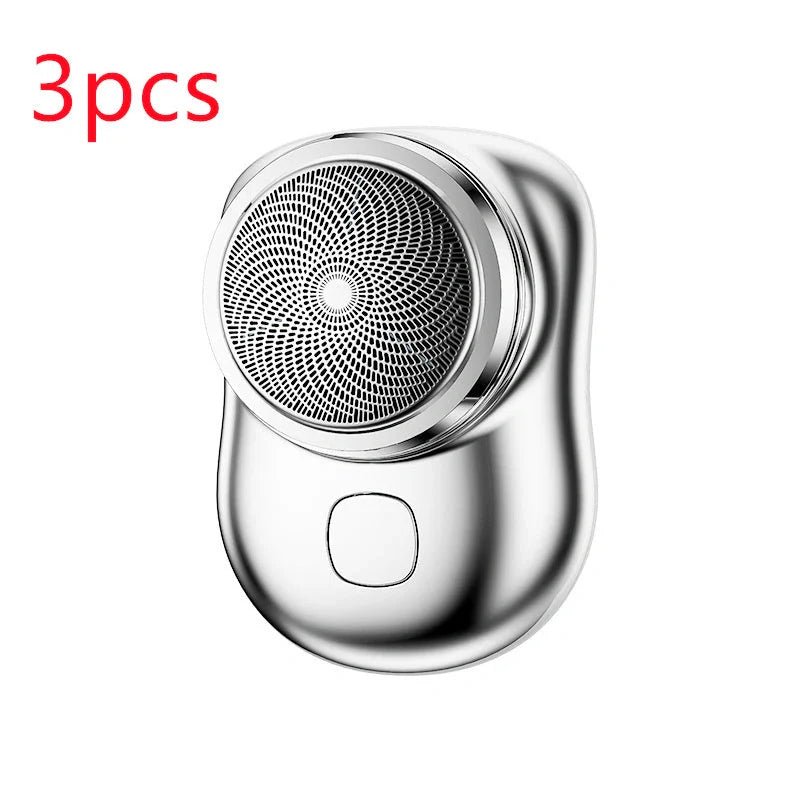 Mini Portable USB Rechargeable Electric Shaver for Men in black, blue, green, and silver